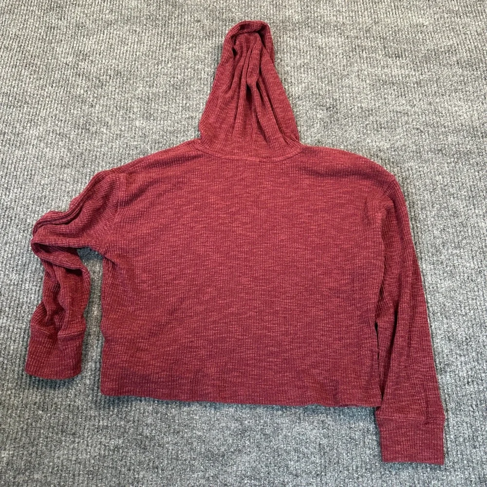 Old Navy Waffle-Knit Hoodie XL (14-16) Burgundy Soft Thermal Layer